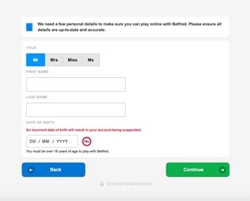 Betfred Registration