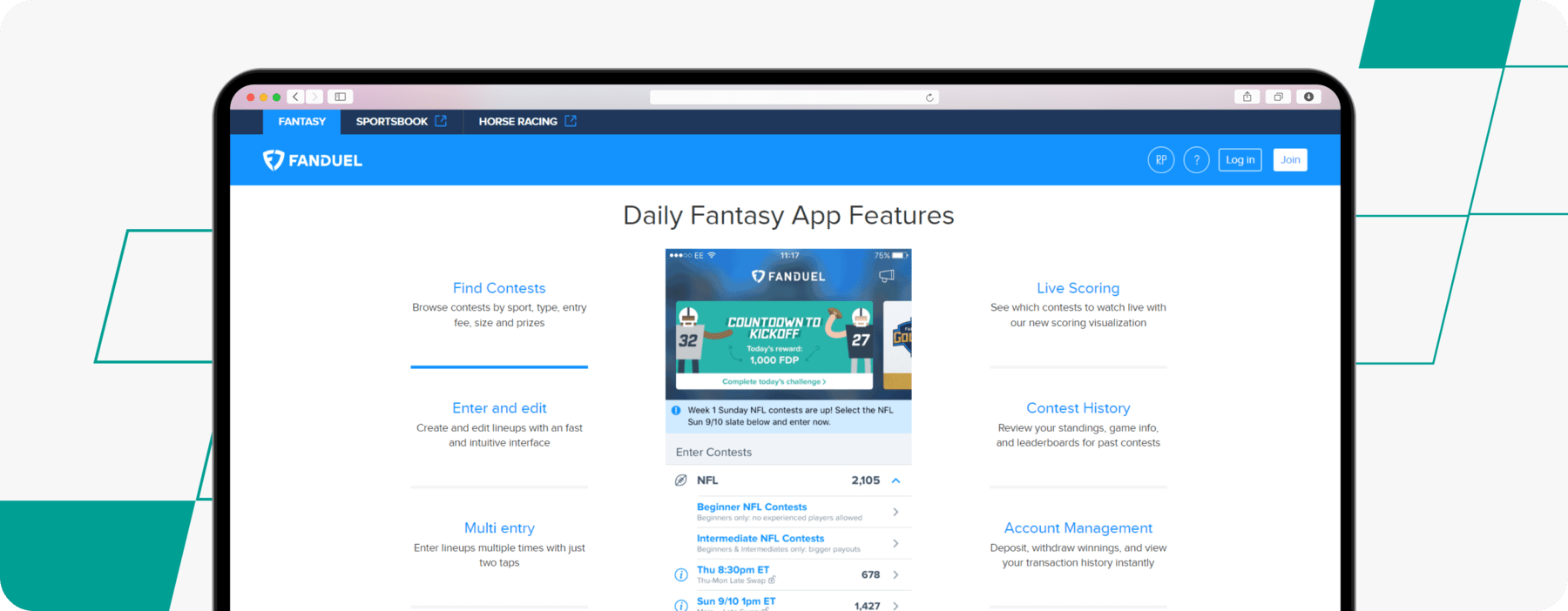 fanduel app features screenshot