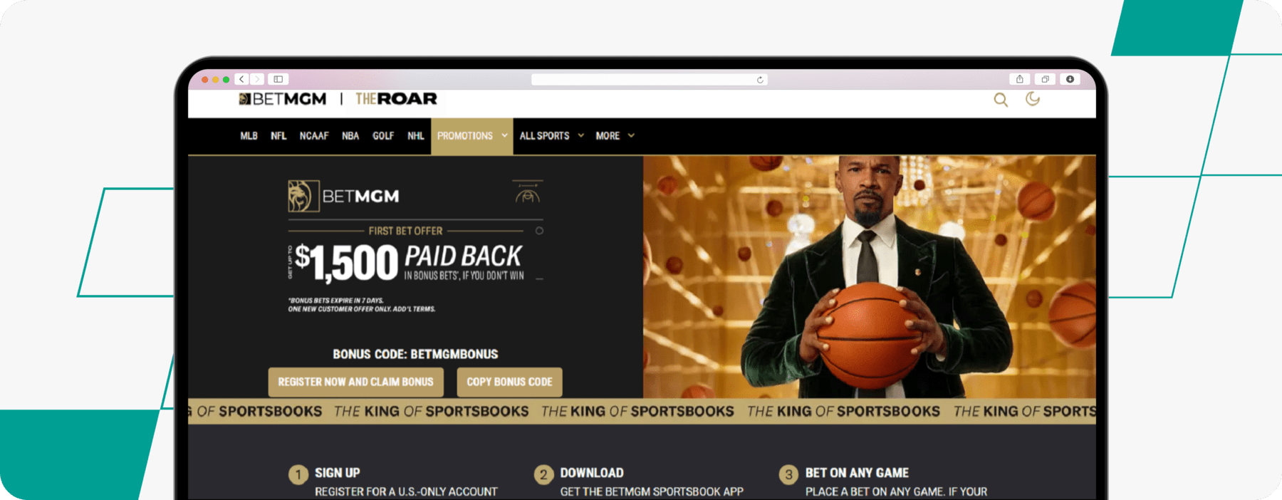 Screenshot of betmgm sportbook desktop